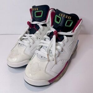 Jordan 6 Kids White and Red Sneakers